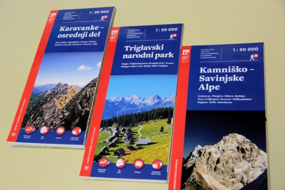 Prvi trije plastificirani planinski zemljevidi: Triglavski narodni park, Kamniško-Savinjske Alpe in Karavanke – osrednji del