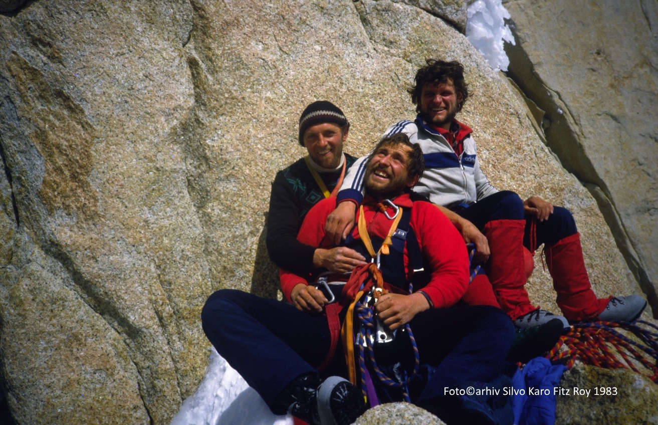 Trije_musketirji_Fitz_Roy_1983_foto_arhiv_Silvo_Karo Trije_musketirji_Fitz_Roy_1983_foto_arhiv_Silvo_Karo