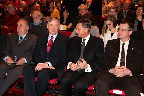 Bivši predsednik PZS Franci Ekar, bivši predsednik Republike Slovenije dr. Danilo Türk, predsednik Republike Slovenije Borut Pahor in predsednik PZS Bojan Rotovnik, foto Manca Čujež