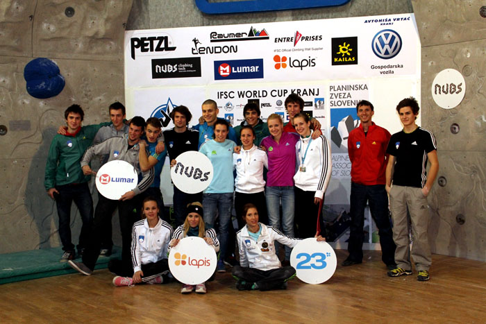 Slovenska reprezentanca v šp. plezanje na zaključni tekmi SP Kranj 2013, foto Zdenka Mihelič Slovenska reprezentanca v šp. plezanje na zaključni tekmi SP Kranj 2013, foto Zdenka Mihelič